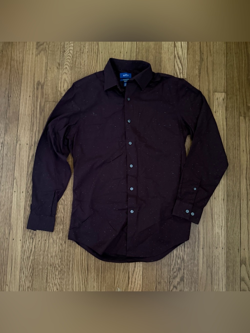 Apt. 9 Men's Dark Burgundy Long-Sleeve Button-Down Shirt w/ Speckle Detail SMALL